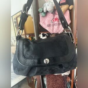 Coach Black Signature Monogram Shoulder Bag